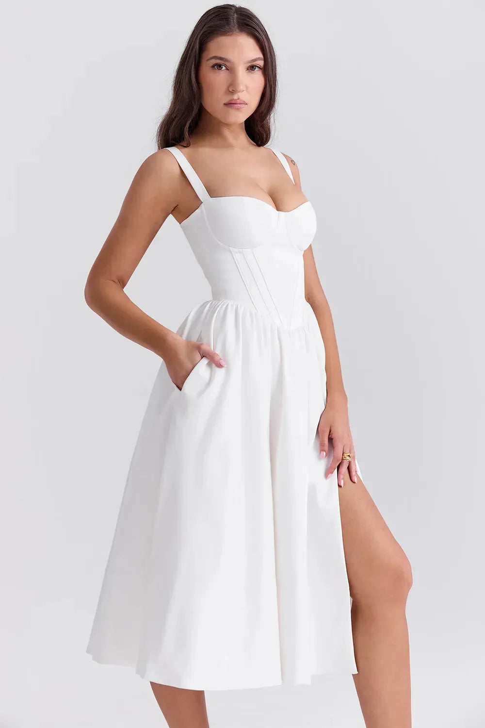 Vestido Midi Moldeador Blanco